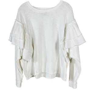 Vici Ruffle Cotton Blend Cream Top S